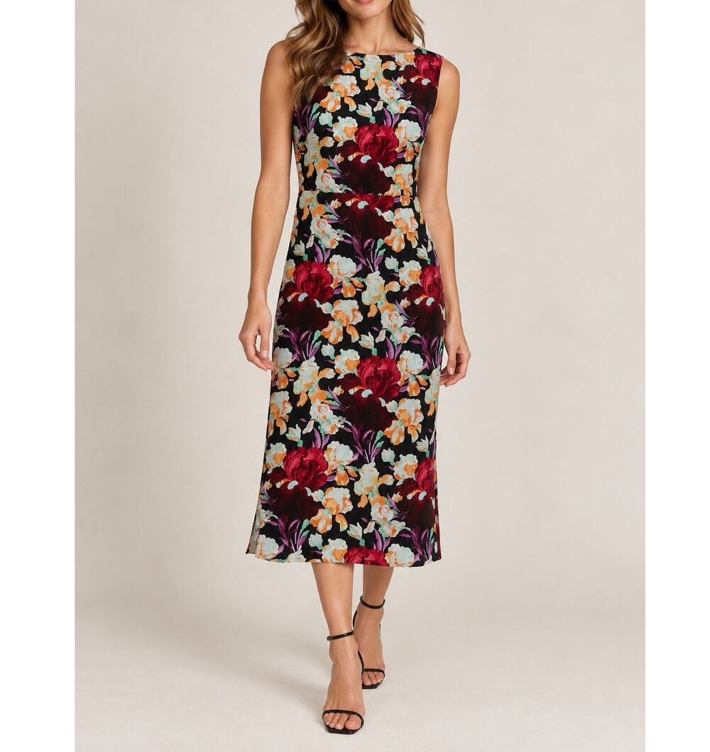 Rachel Comey Women’s Size 6 Floral Silk Linen Midi Dress Black NWT Made in USA